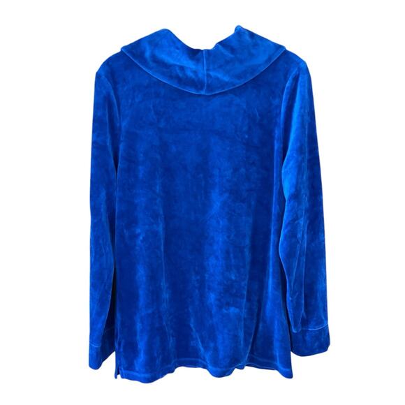 Denim & Co. Women's Long Sleeve Soft Cozy Velour Cowl Neck Tunic Top Blue Medium - Picture 2 of 7